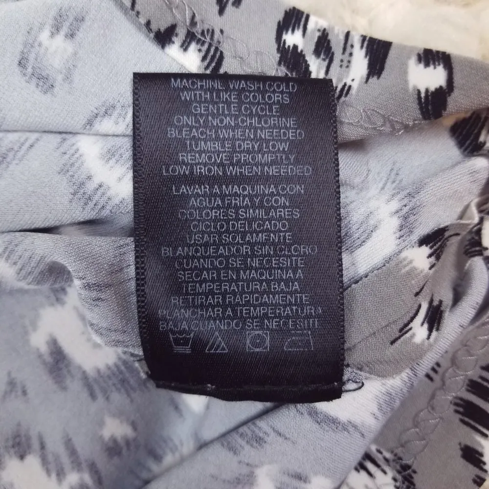 Norma Kamali Faux Wrap Dress Gray Leopard Print Sz Small - Image 10