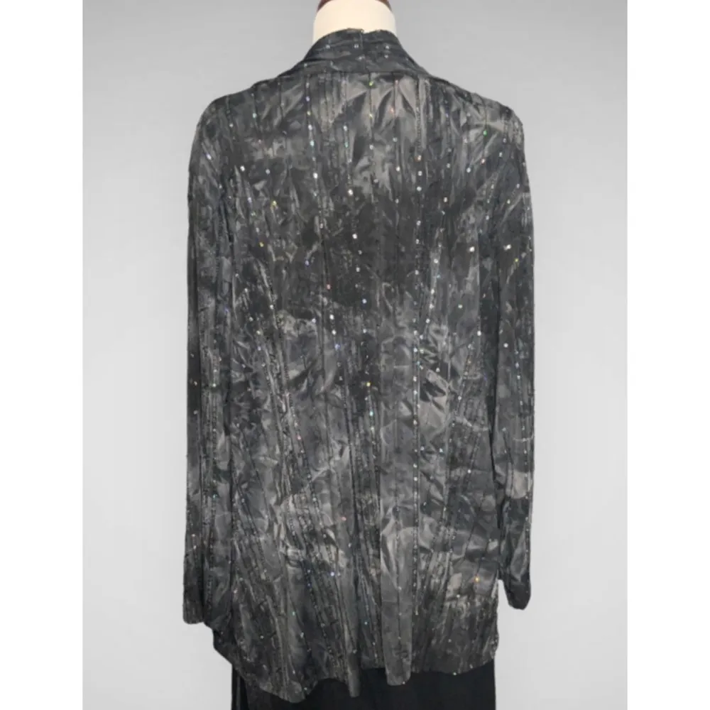 NWT Avenue Smokey Gray Satiny Multicolor Sequins Embroidery Jazzy Cardigan 22/24 - Image 5