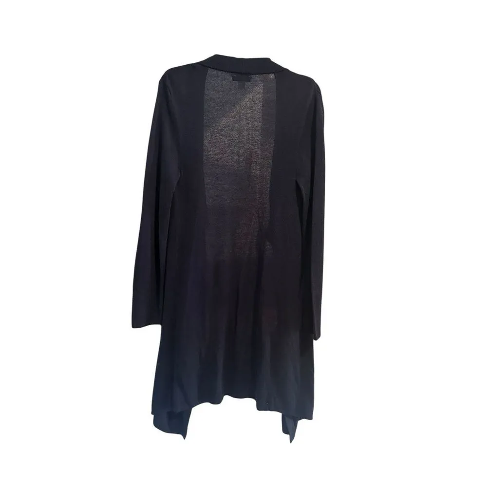 Garnet Hill Womens Small Wool Blend Navy Long Sleeve Open Cardigan Sweater WX2-6 - Image 7