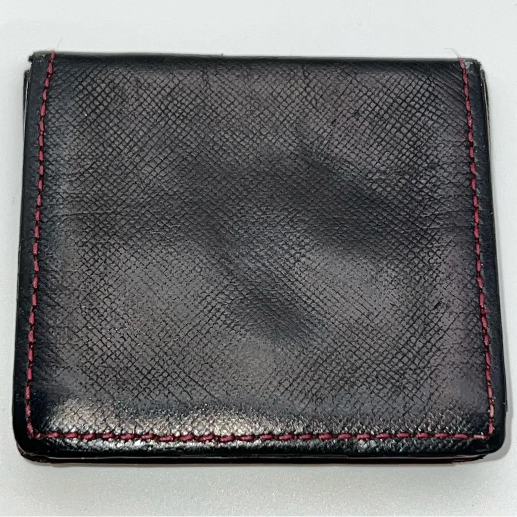 Burberry Black Label Black Leather w/Red Accent StitchFolded Coin Purse/Wallet - Image 6