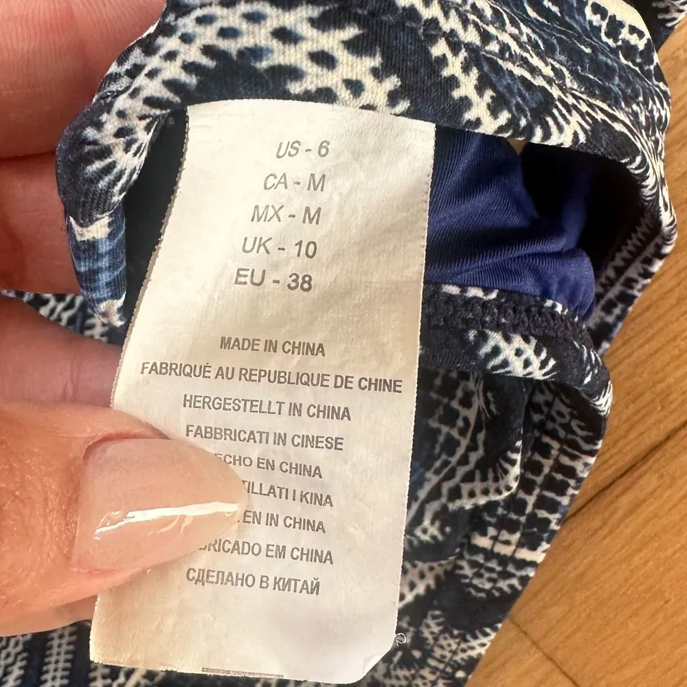 La Blanca Geometric Print High Neck Bikini Set Blue White Top 6 Bottom 4 - Image 5