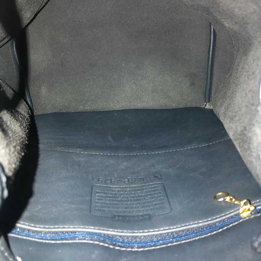 COACH Navy Blue Glove Tanned Leather Daypack Backpack Drawstring Turn-Lock 9791 - Image 5