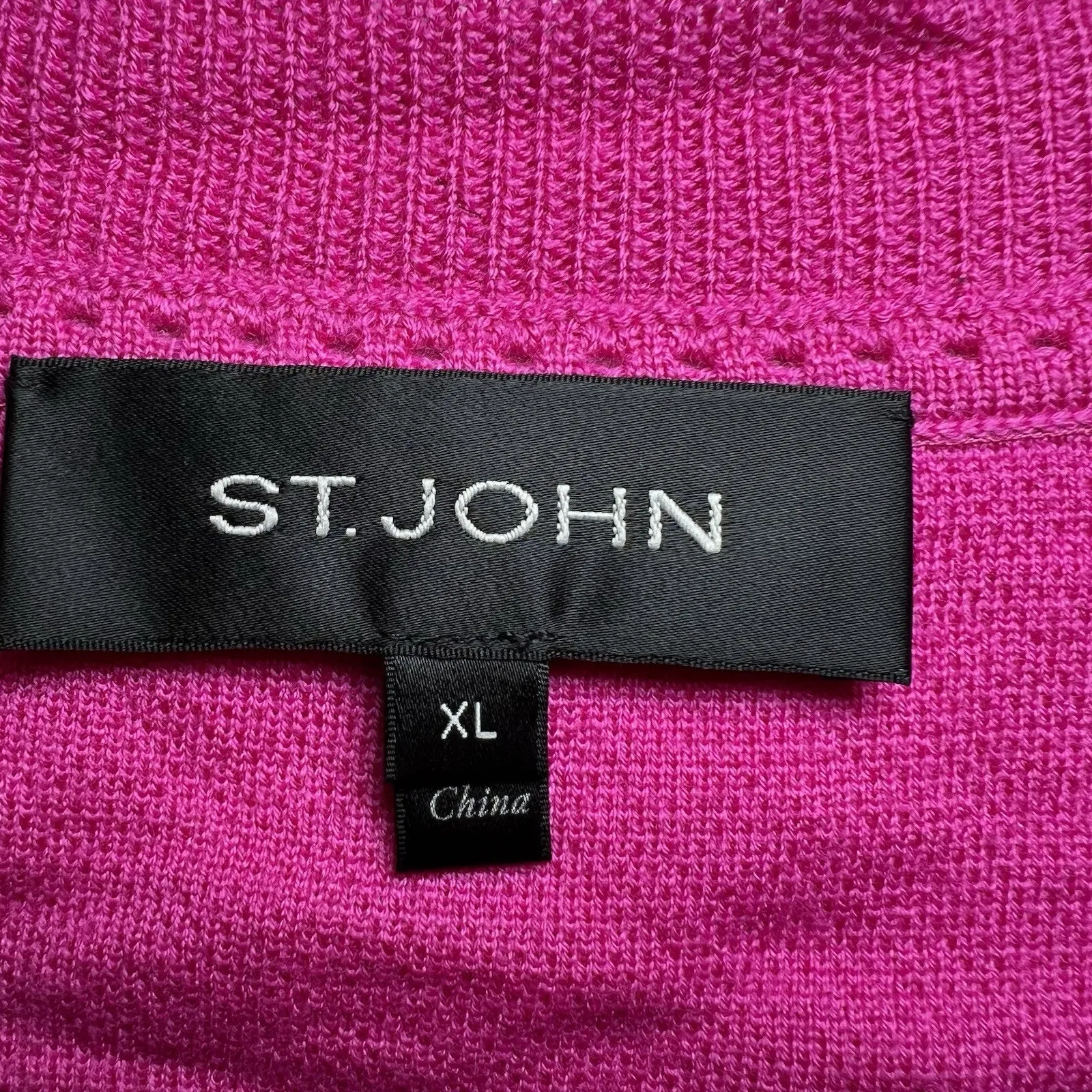St. John Wool Plunge Neckline Cardigan Sweater Pink Size XL Minimalist Comfort - Image 3