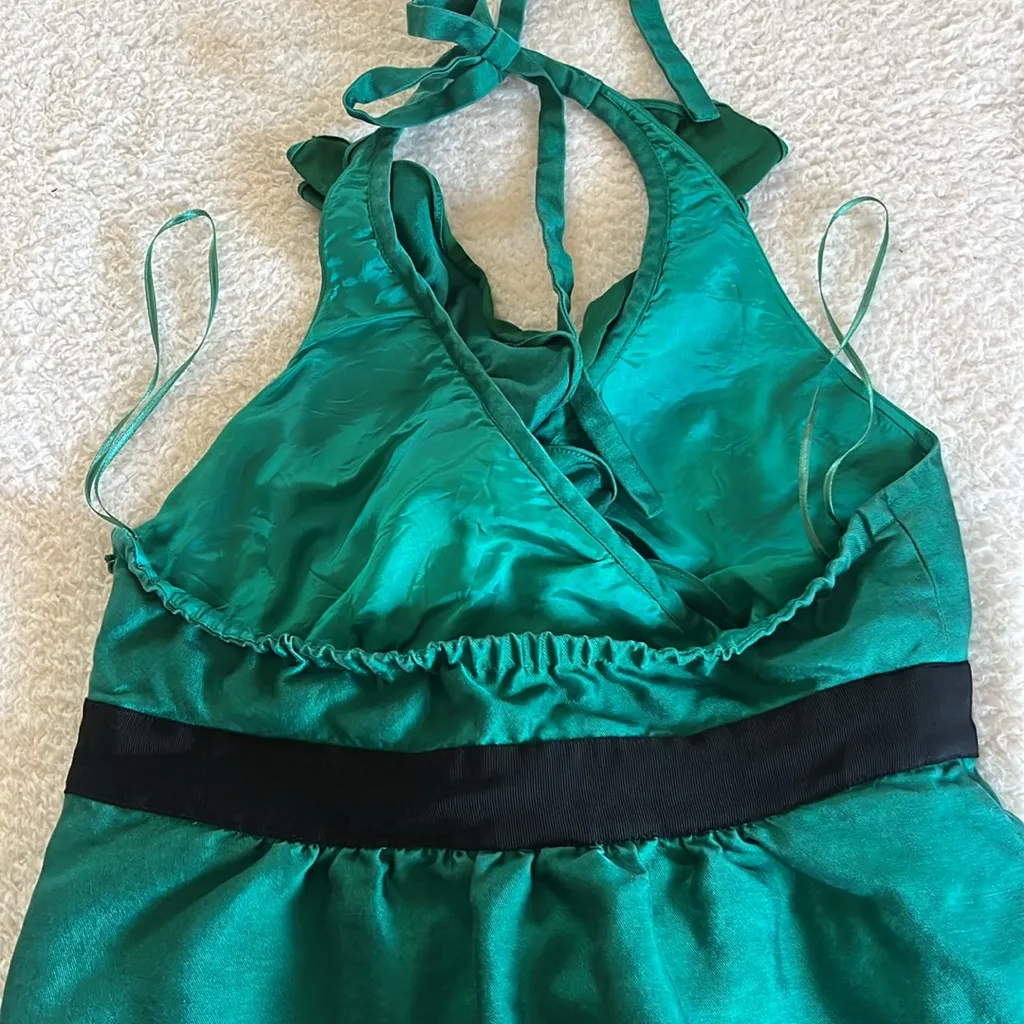 Tibi Ruffle Halter Wrap Dress‎ Green Size 6 - Image 9