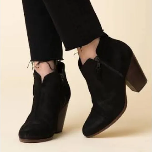 Rag & Bone Black Suede Leather Margot Boot Sz 39 Ankle Booties Distressed - Image 10