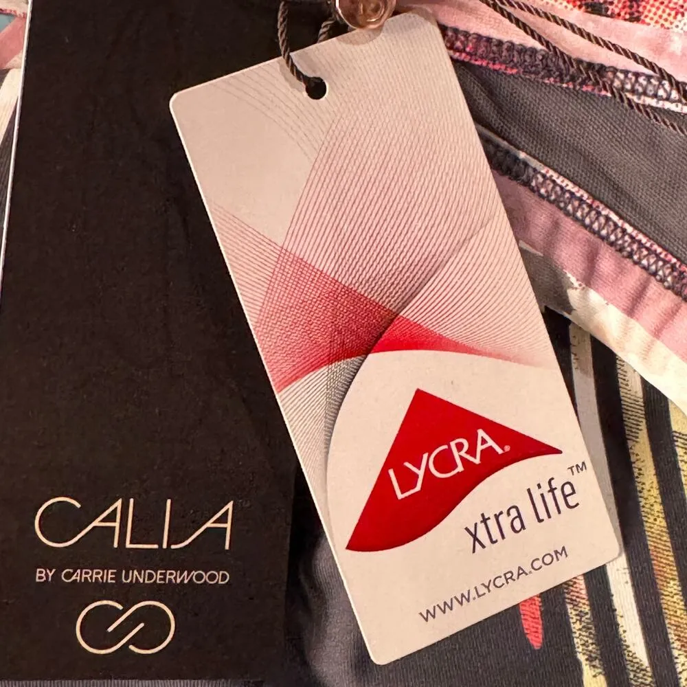 Calia Small High Neck Sports Bra Floral Botanical Garden Stretch Back Closure Black Size XS - Image 9