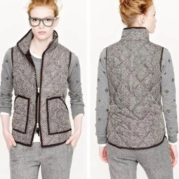 J Crew Down Vest Excursion‎ Herringbone Chevron Quilted Size Small - Image 4