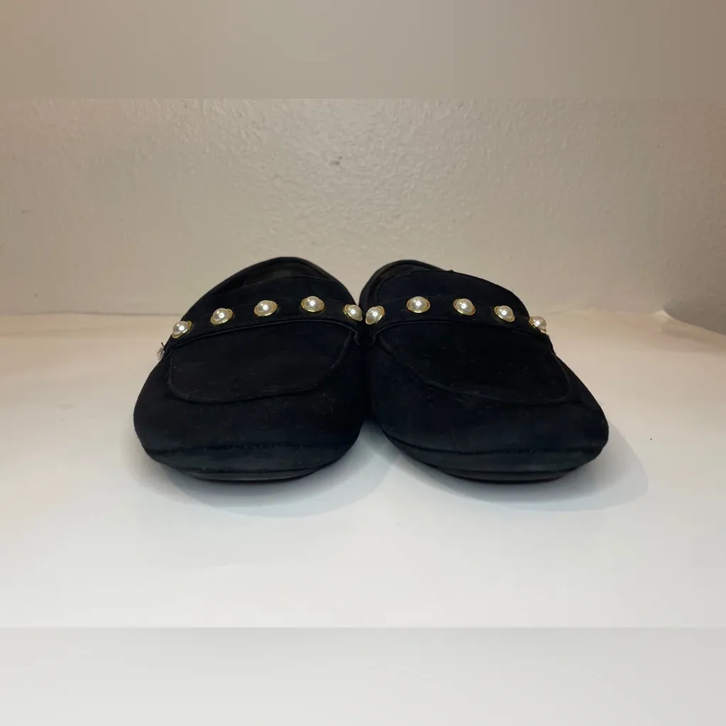 Stuart Weitzman Women’s Allpearls Embellished Black Suede Loafers Flats Size 5.5 - Image 6