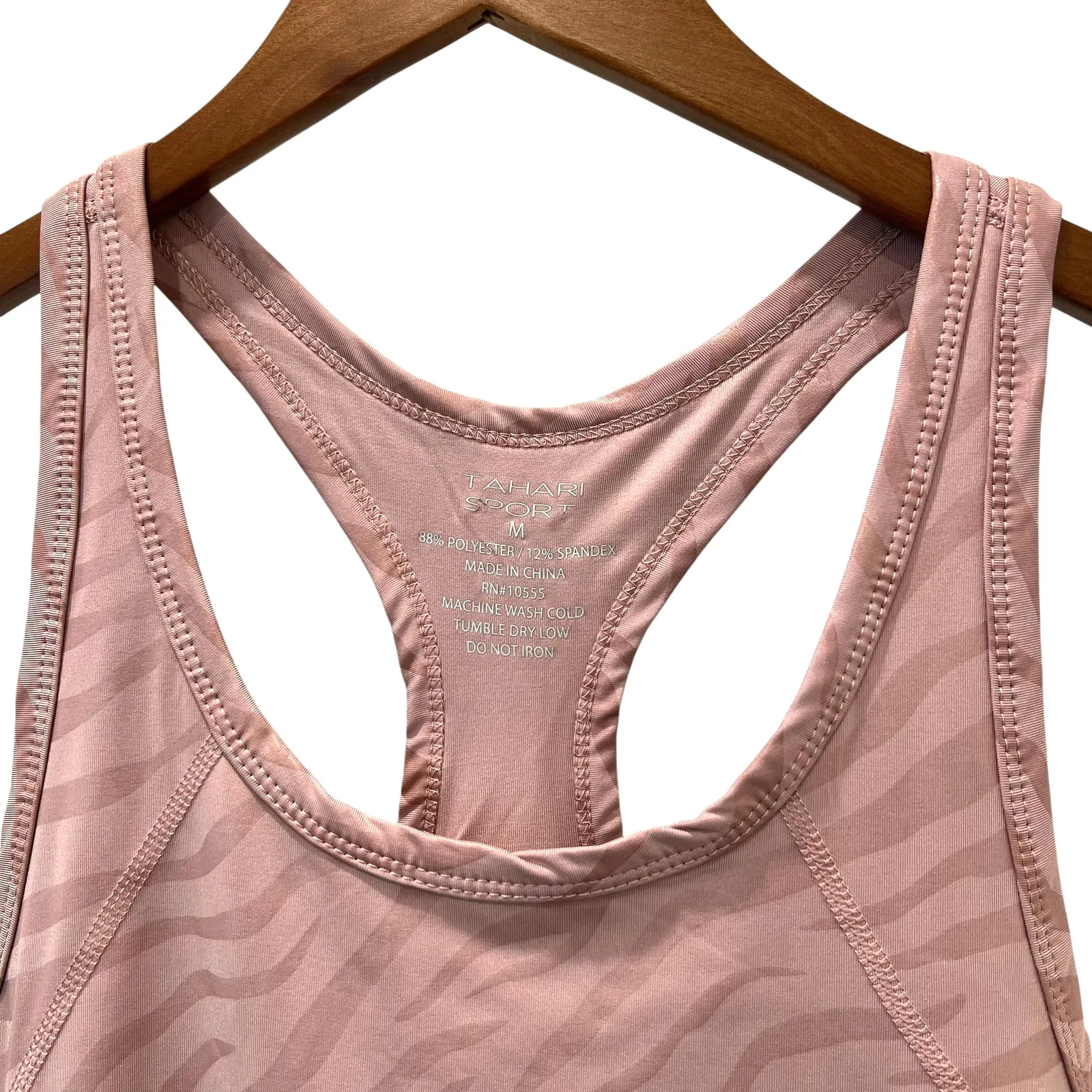 Tahari Sport Racerback Activewear Sleeveless Tank Top Pink Size Medium - Image 3