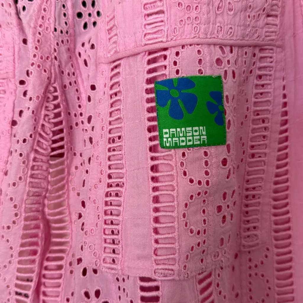 NWT Damson Madder Alys Vacation Pant Pink Eyelet Organic Cotton 10 Medium - Image 8