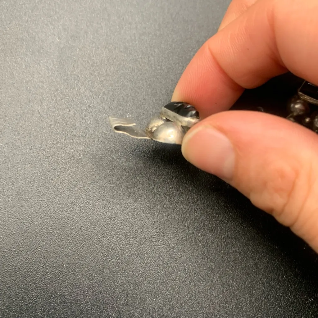 VTG Taxco Mexico Carved Onyx Aztec Face Bracelet Sterling Silver 7” Black - Image 8