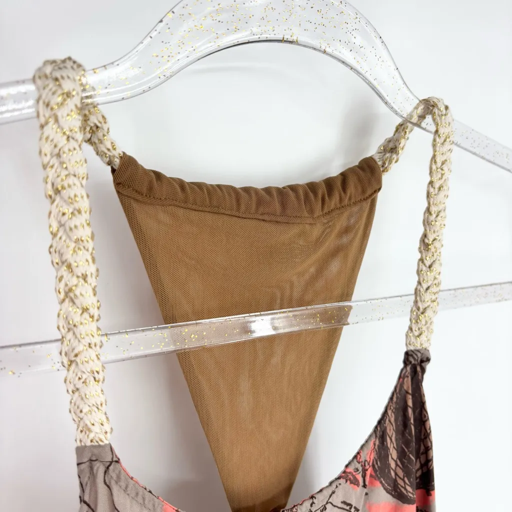 Maaji Multiprint Tiered Racerback Boho Mini Dress Mixed Print Swim Cover Small - Image 6