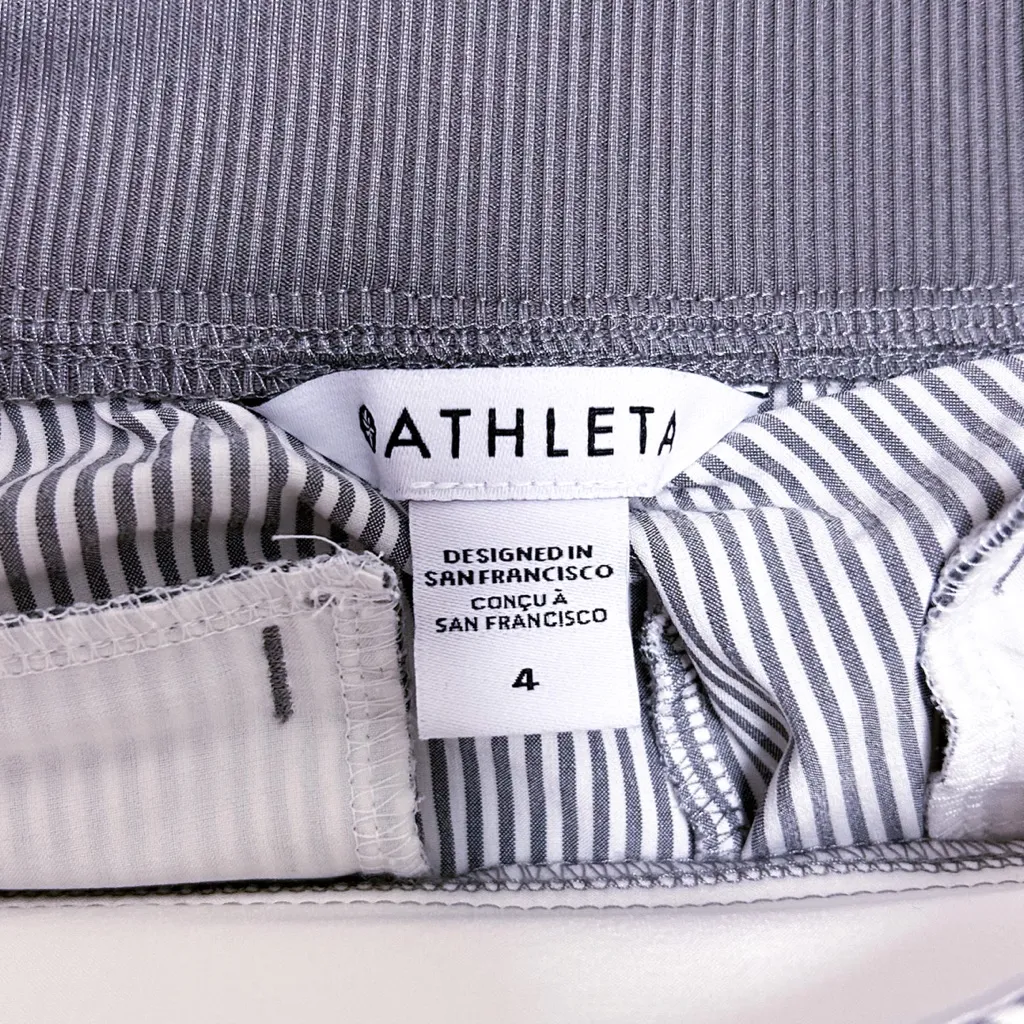 Athleta Gray Off White Stripe Brooklyn Ankle Pant Pull On Stretch Tapered 4 - Image 8