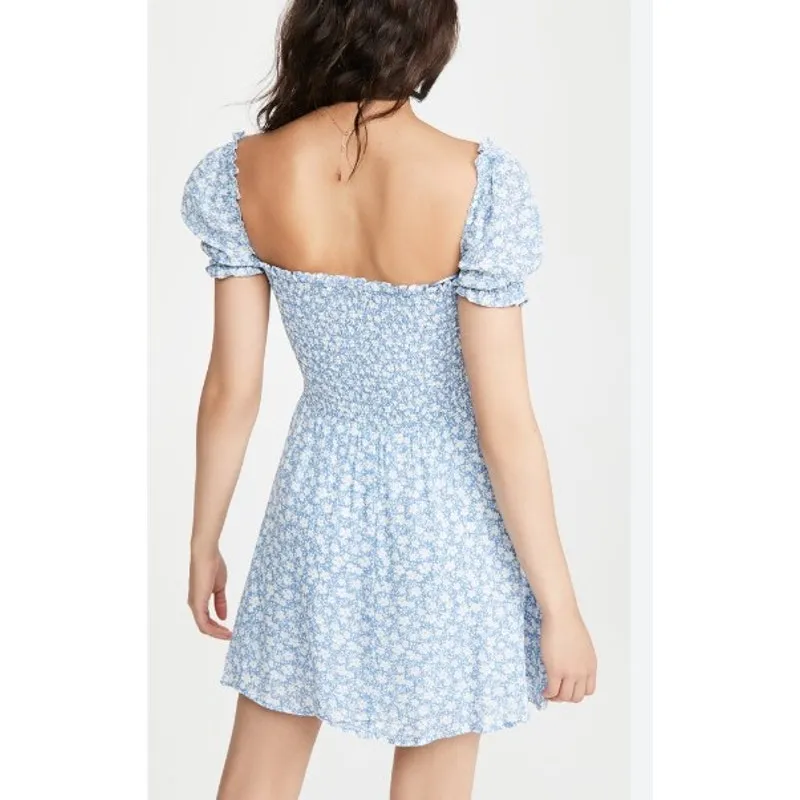 Reformation Orangerie Blue Floral Mini Dress Women’s Size XS - Image 4