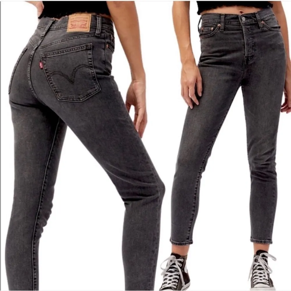 Levi’s Wedgie Skinny Jeans Sz 24 Grey Black Wash Denim Button Fly High Rise - Image 5