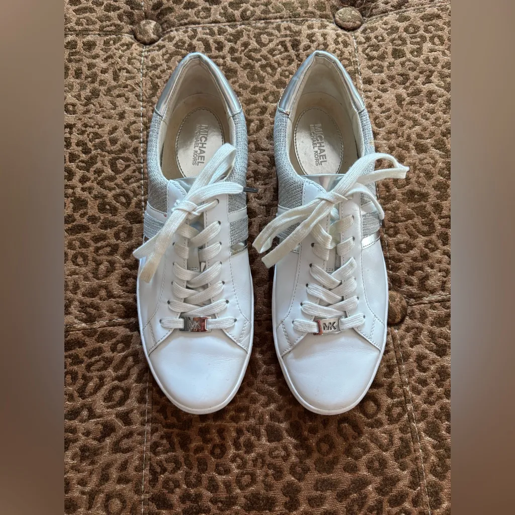 Michael Kors White and Silver Sneakers - Image 2