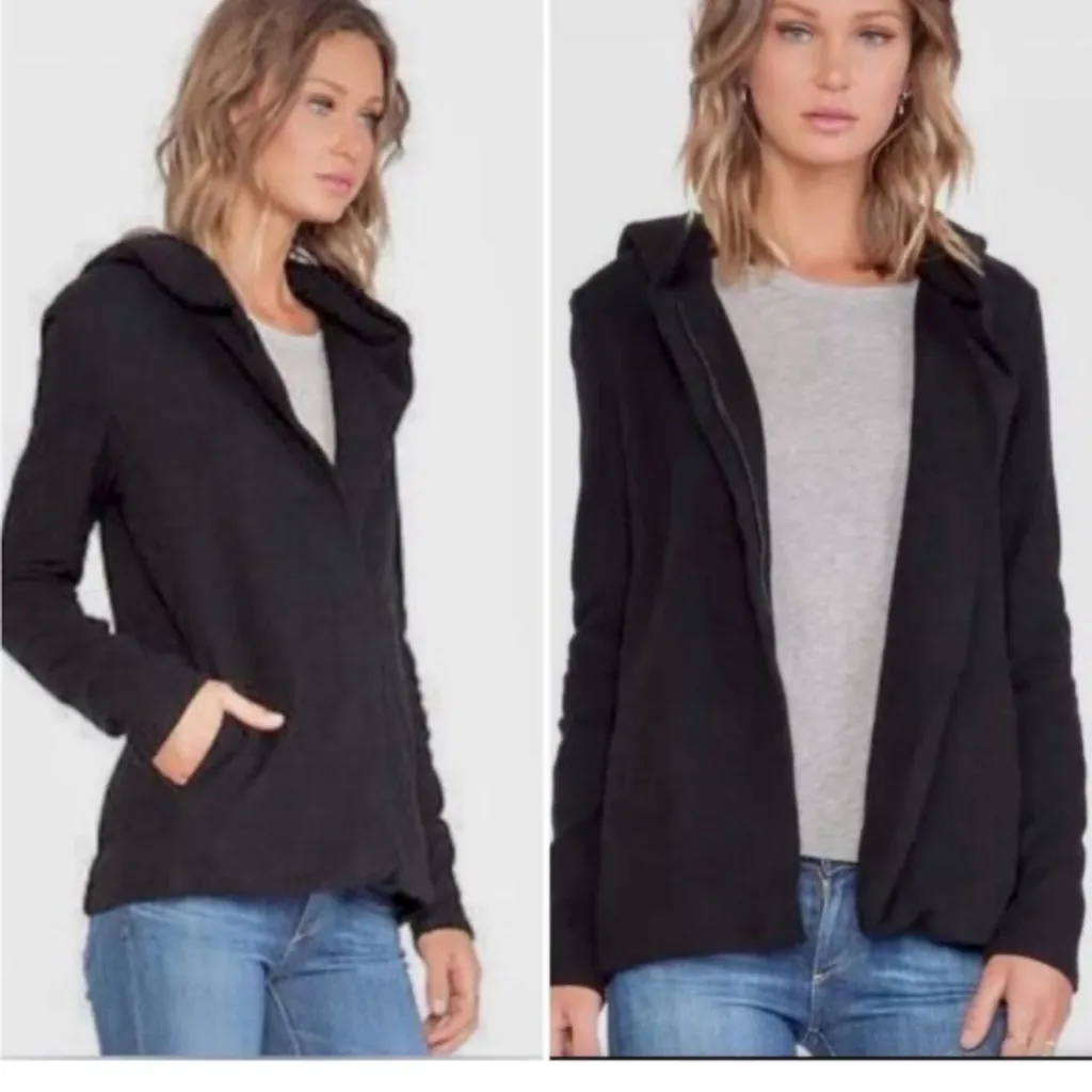 James Perse Asymmetrical Zip Black Hoodie size 1 - Image 2