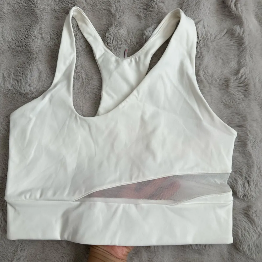 Free People Movement Trophy Life Mesh Cutout Sports Bra White size medium - Image 3