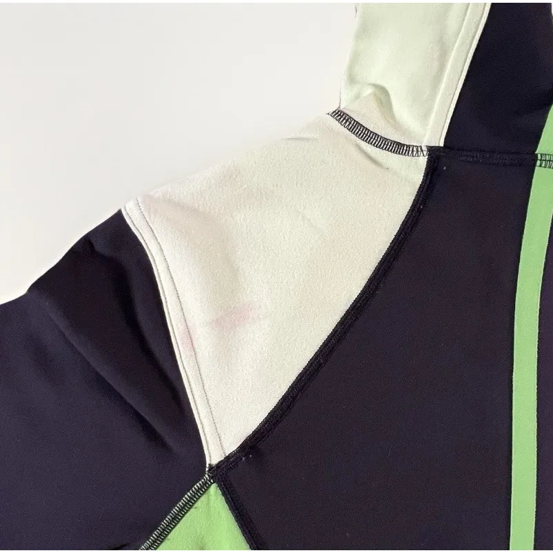 Lululemon Scuba Hoodie Jacket Size 8 Black Green‎ Colorblock Full Zip Pockets - Image 6