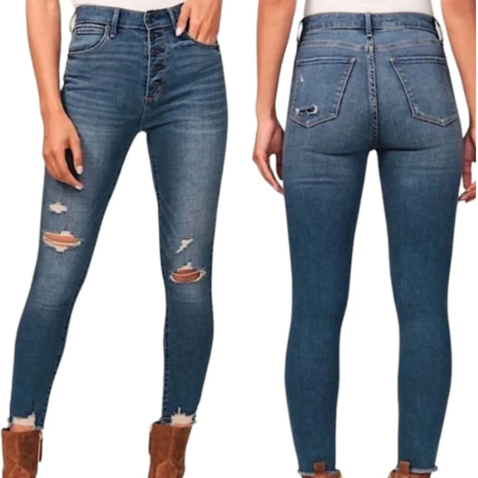 NWT Abercrombie & Fitch Curve Love Super Skinny Ankle Jeans Plus Size‎ 24 Short - Image 2