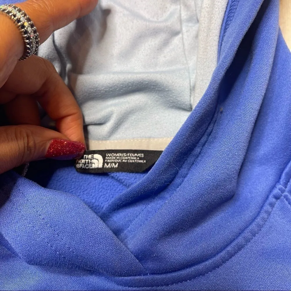 The North Face Blue Logo Pullover Hoodie Sweatshirt Women’s Sz Medium Pocket - Image 2