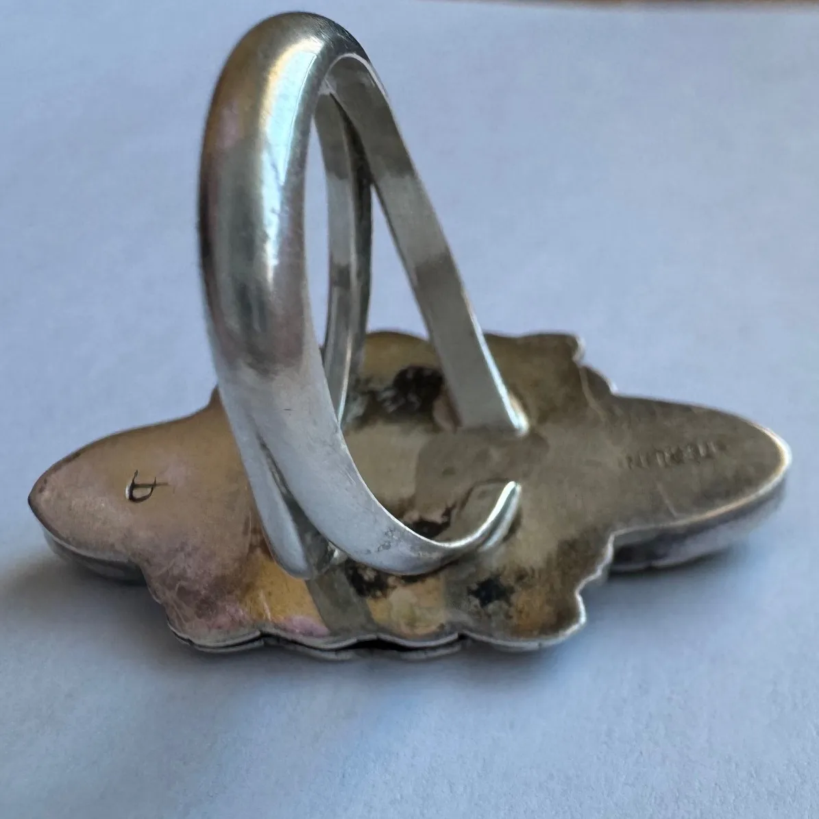 Vintage Native American Sterling Silver Malachit Stone Statement Ring Navajo 90s - Image 8