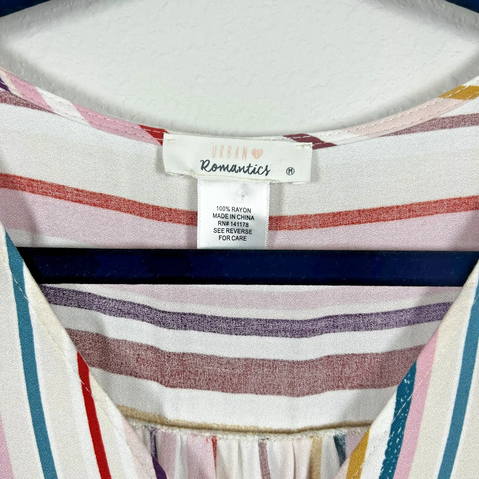 Urban Romantics Women's Striped Tie Front Crop Top Size M Multicolor Button Down - Image 2