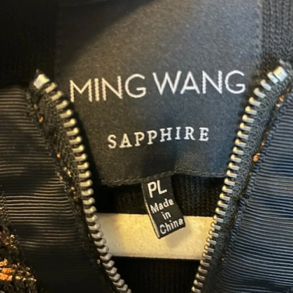 Ming Wang Jacket Women's Size Petite Large Gold Black Sparkles‎ - Image 3