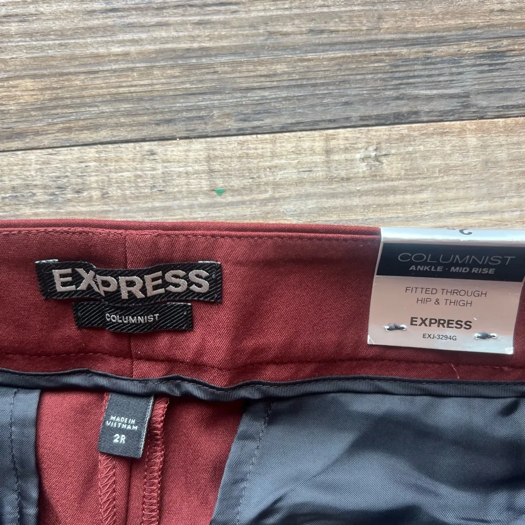 Express Columnist Womens Fitted Rust Ankle Mid Rise Dress Pants Sz 2R NWT - Image 6