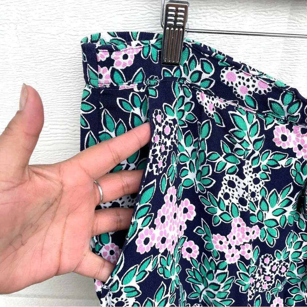 Draper James Womens Mini Skirt Blue Green Tropical Floral Drawstring Spring XXL - Image 4