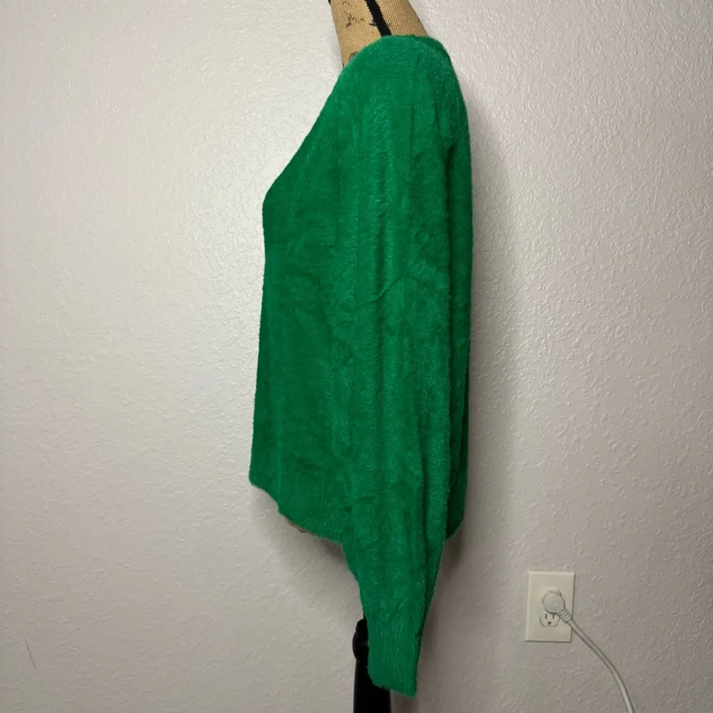 NEW Aerie Flurry Crew Sweater Green Alpine Long Sleeve Fuzzy Lounge Size S - Image 10