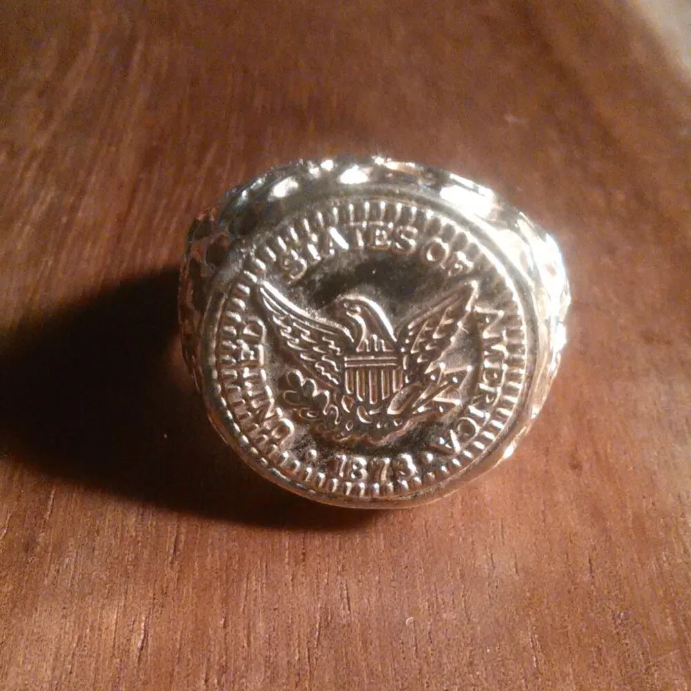 Patriotic Eagle Gold Plated Coin Ring (Size 10) - Image 3