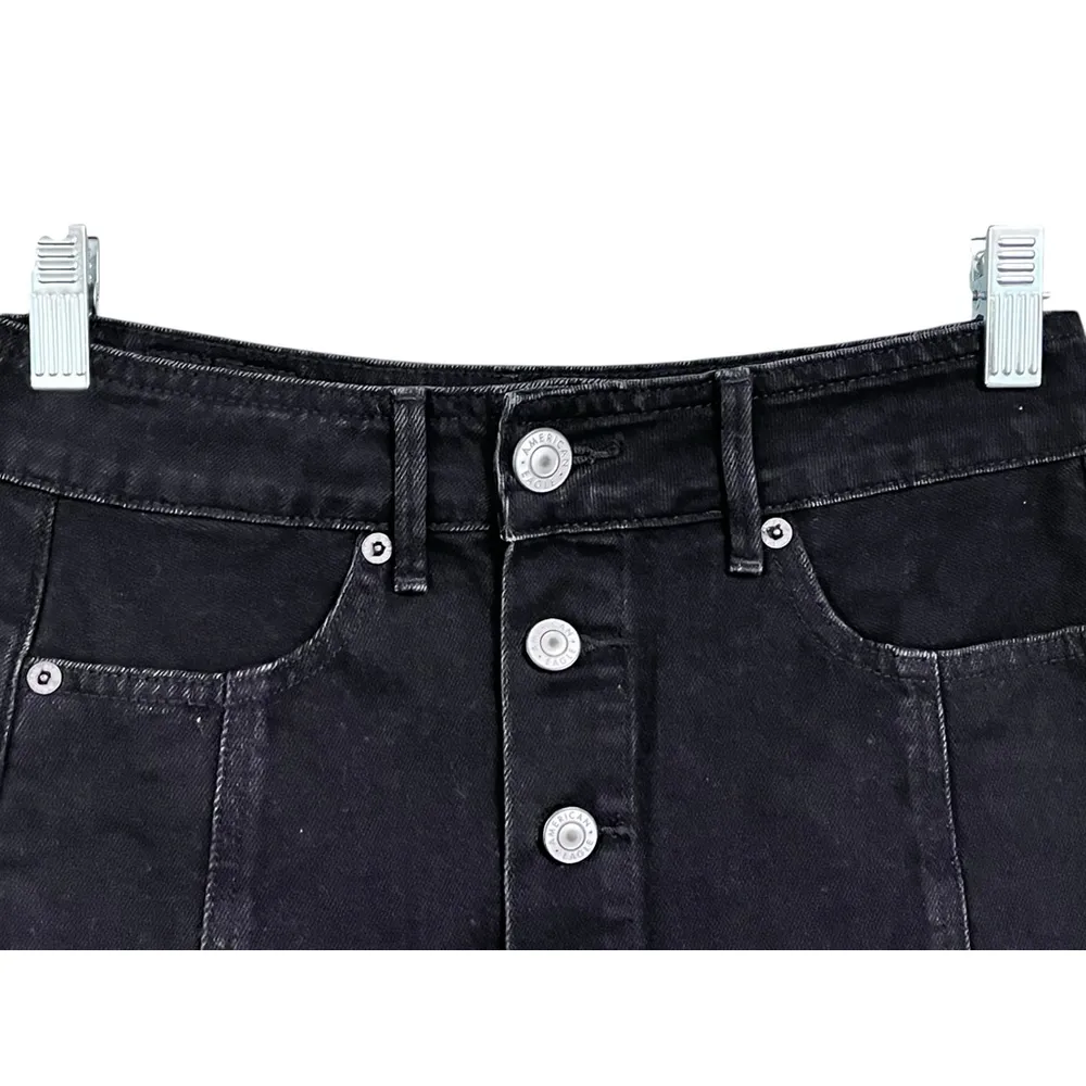 American Eagle Black Denim Jean Skirt Size 00 Button Fly Western Summer Casual - Image 2