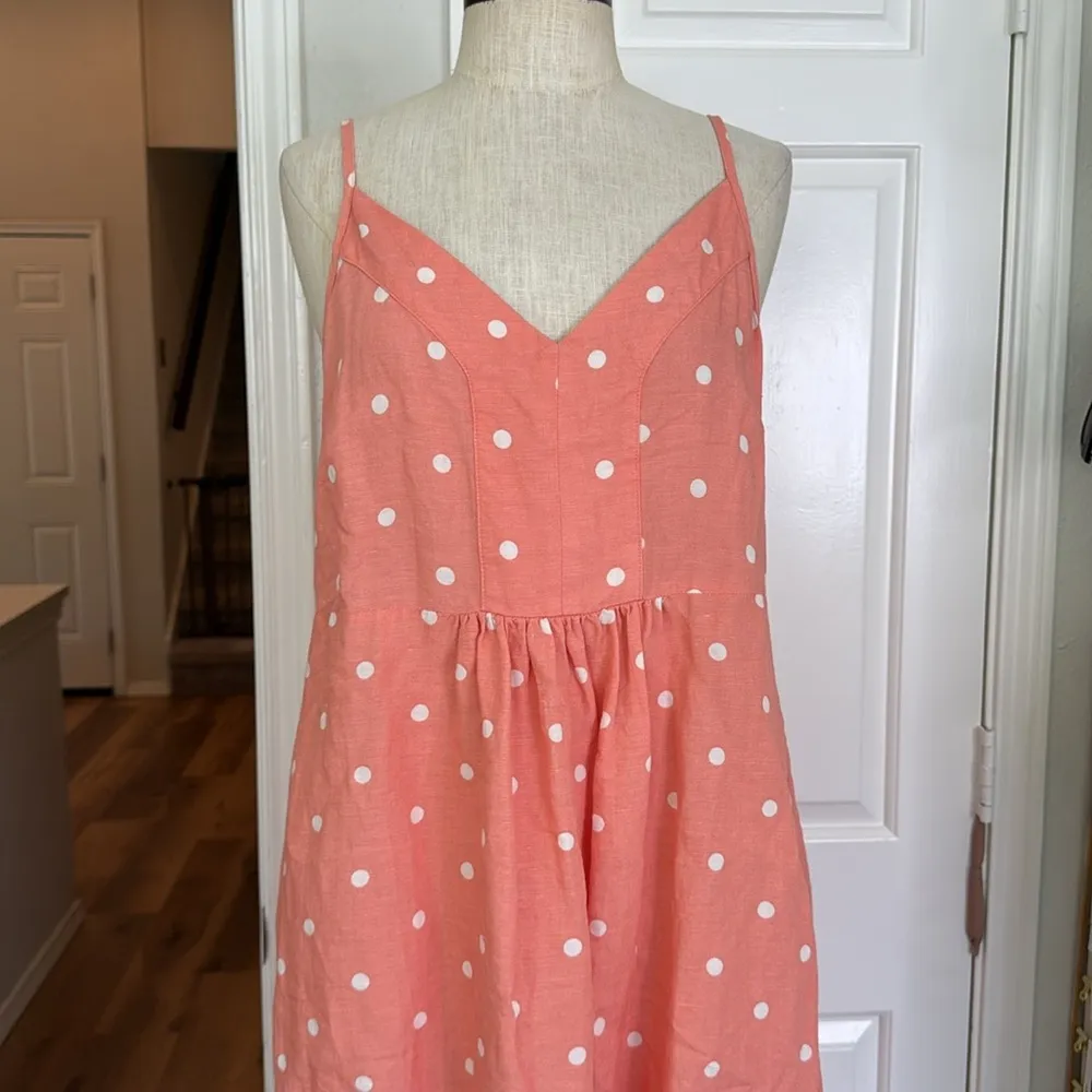 Joules linen and viscose polka dot midi dress Pink Size 10 - Image 9