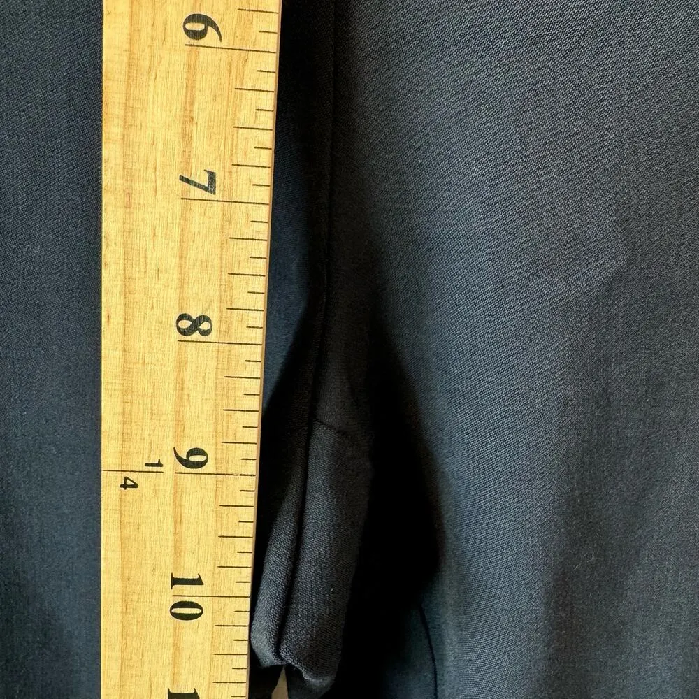 Eileen Fisher Viscose Navy Stretch Wool Blend side Zip Casual Academia Pants 4 - Image 6