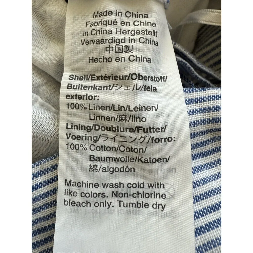 J. Crew 100% LINEN Women’s Blue White Striped Wide Leg Jumpsuit Preppy Size 0 - Image 13