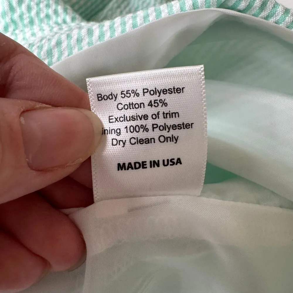 NWT Lauren James Seersucker Skirt Sz S Scalloped Hem Mint Stripe Pockets Preppy‎ - Image 8