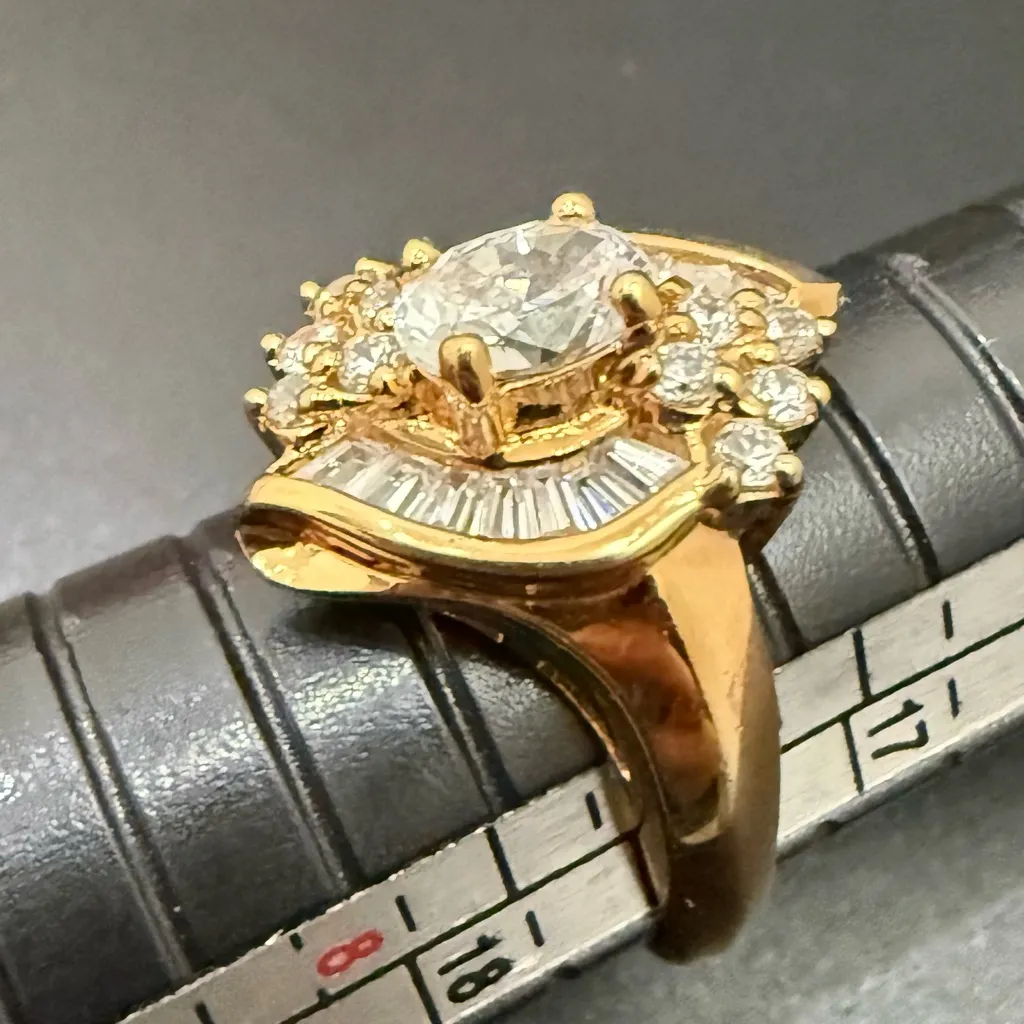 Vintage 925 Gold Over Sterling Silver Vermeil Engagement Fashion Ring Size 7 5g. - Image 10