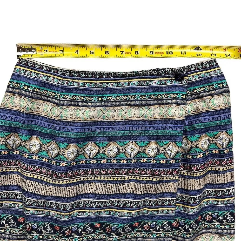 VTG Hunt Club Aztec Tribal Print A-Line Wrap Skirt Sz 6 Knee Length Multicolor - Image 5