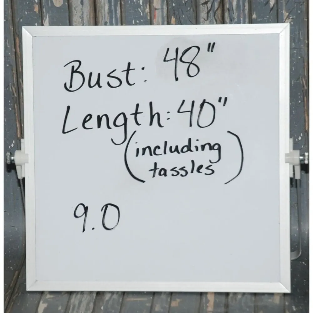 Kontrol Cream Cover Up Cardigan Size L Crochet Trim & Fringe Palm Print Beach - Image 13