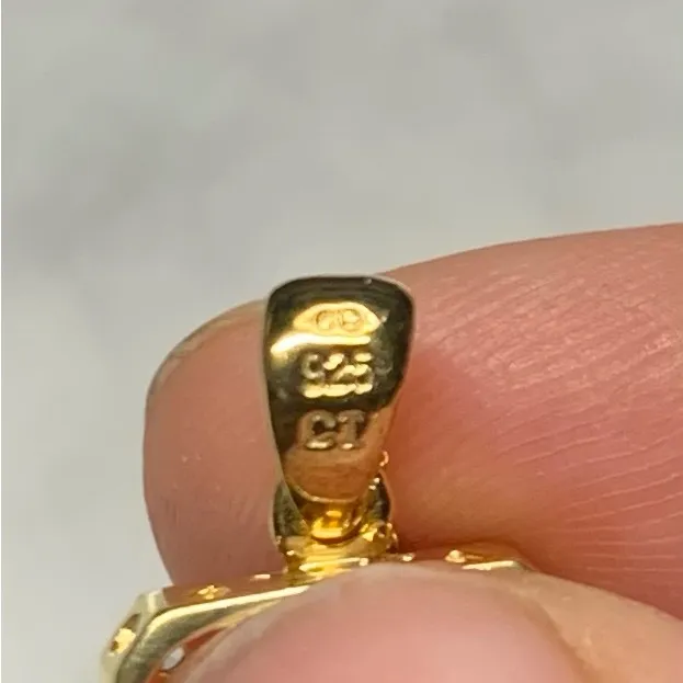 Gold Over 925 Blue CZ And White Sapphire Halo Pendant Necklace Heart Cut Out - Image 3