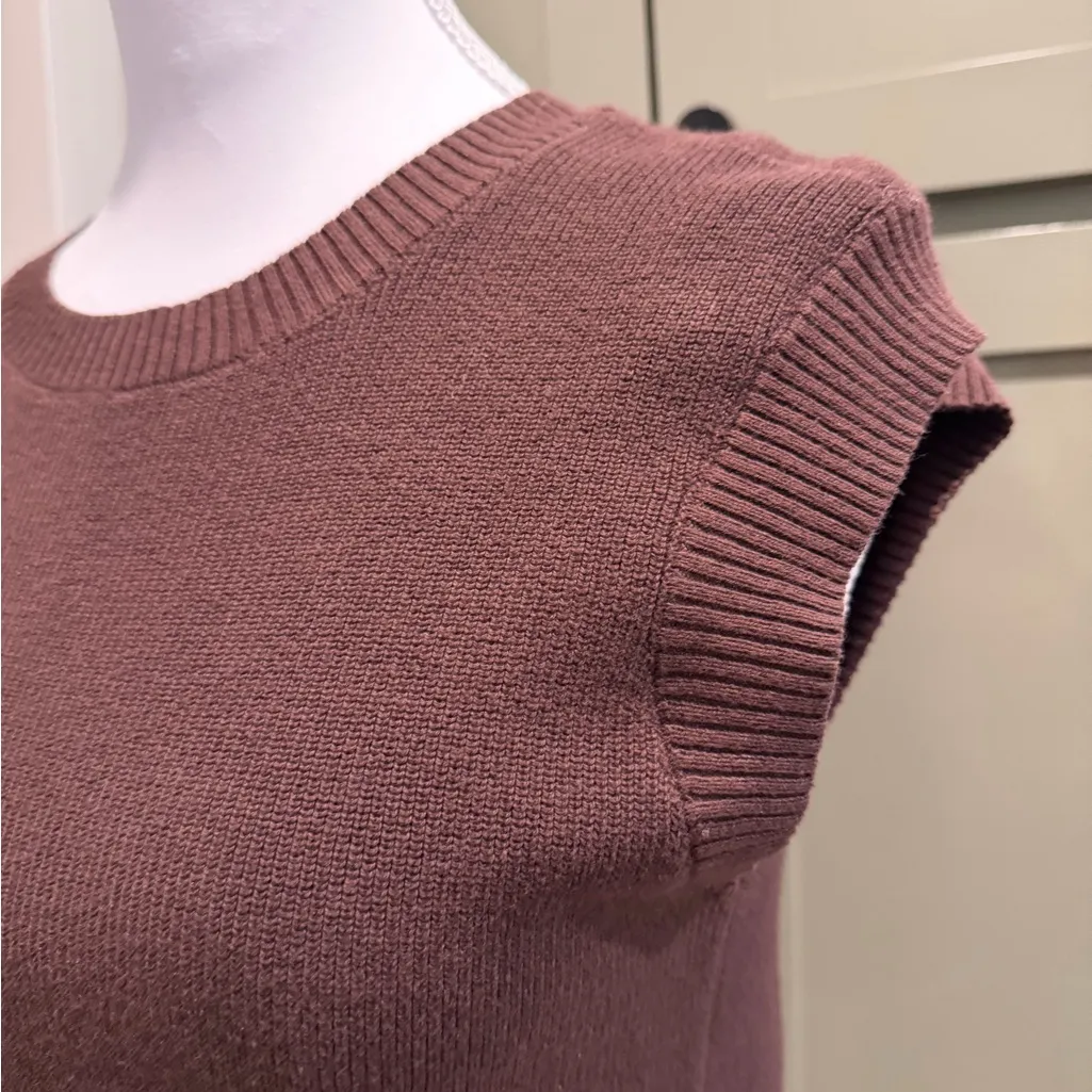 LOFT Chocolate Knit Cap Sleeve Top- Size XS - Image 4