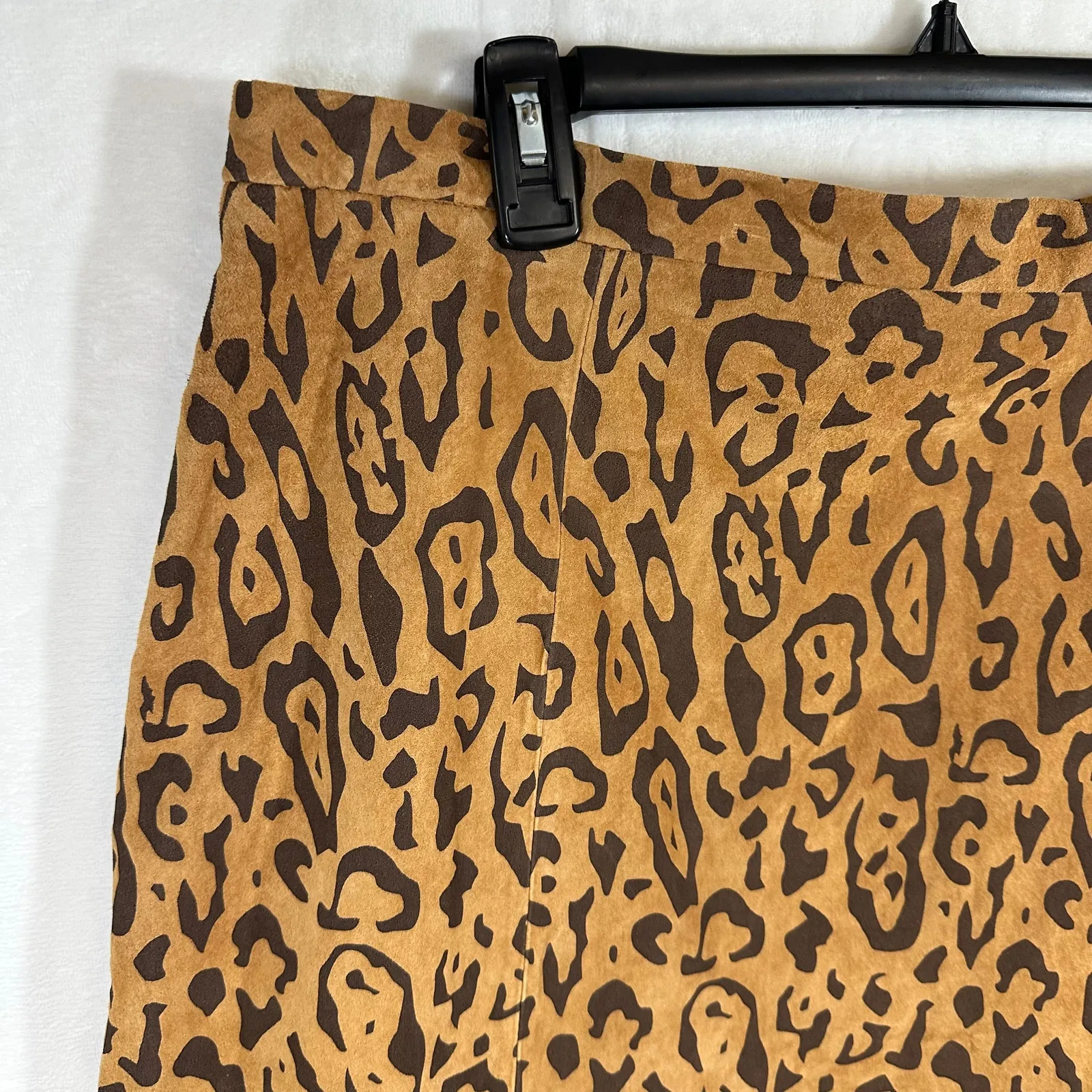NEW VTG Terry Lewis Plus 24 Skirt Leather Animal Cheetah Print Tan Brown Mini‎ - Image 4