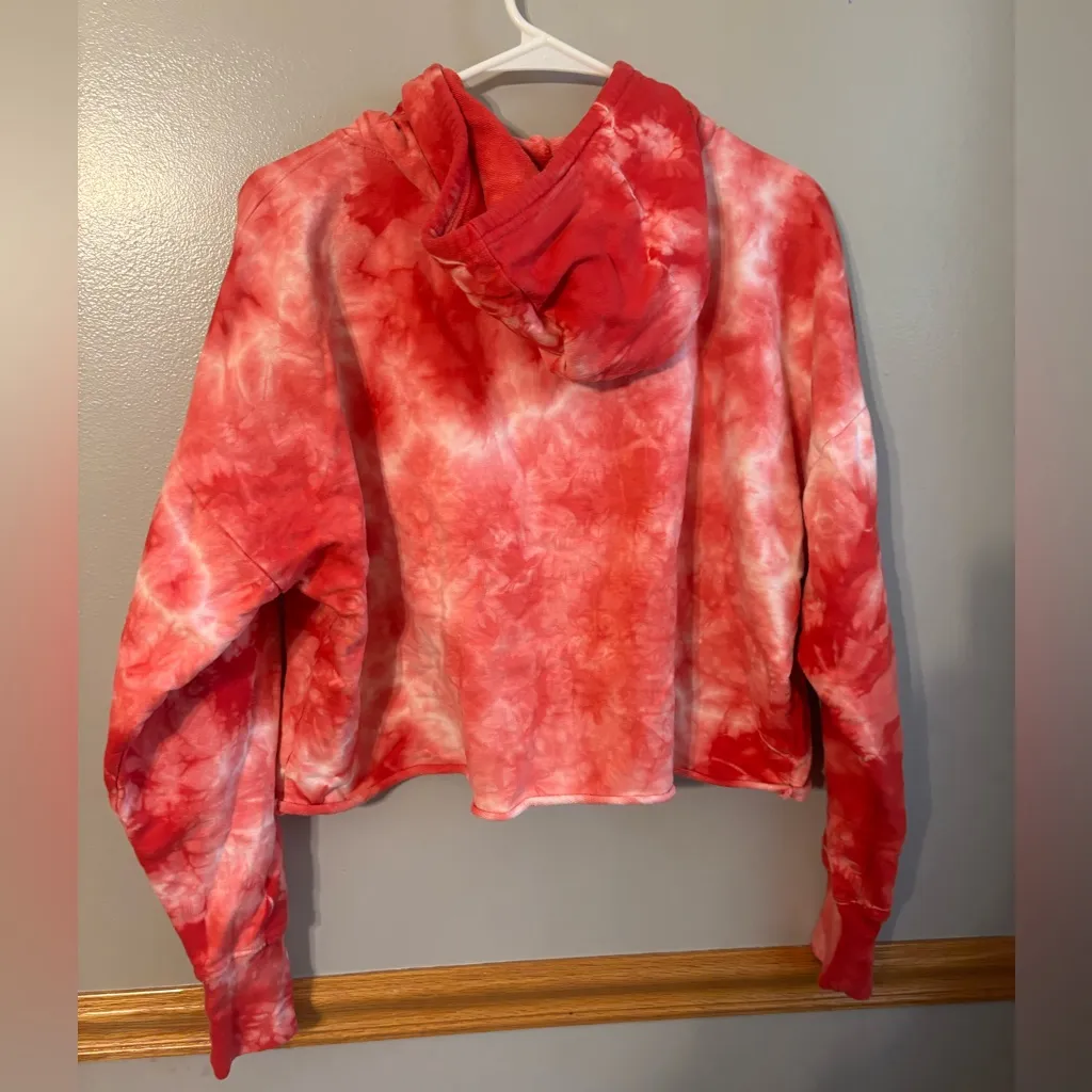 University of Nebraska Hoodie Sweatshirt Tie Dye Red White Womens Medium - Image 4