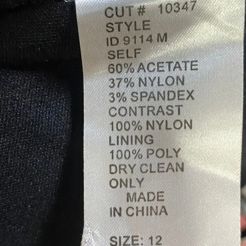 Vintage 90s Tadashi Strapless Mini Sheath Dress Lace Side Panels Satin Black 10 - Image 9