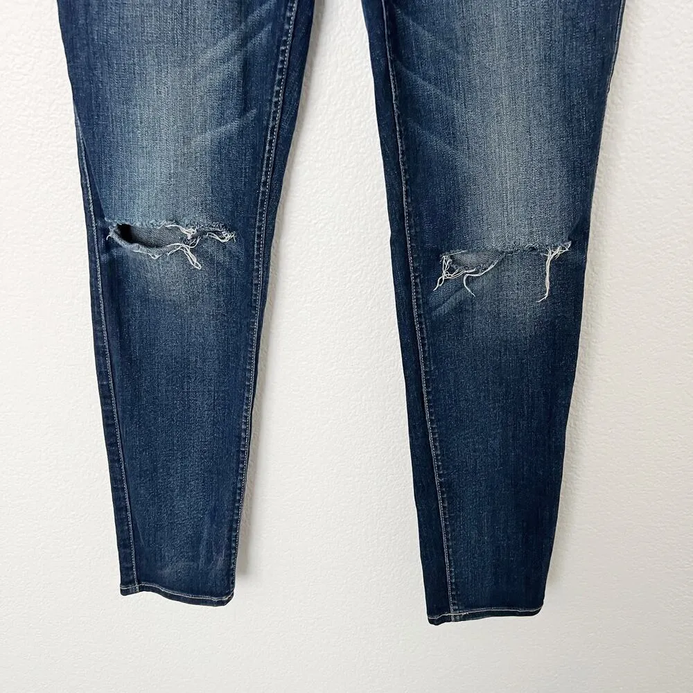 [7 For All Mankind] Gwenevere Dark Wash Mid Rise Ripped Knee Skinny Jeans Sz 29 - Image 7