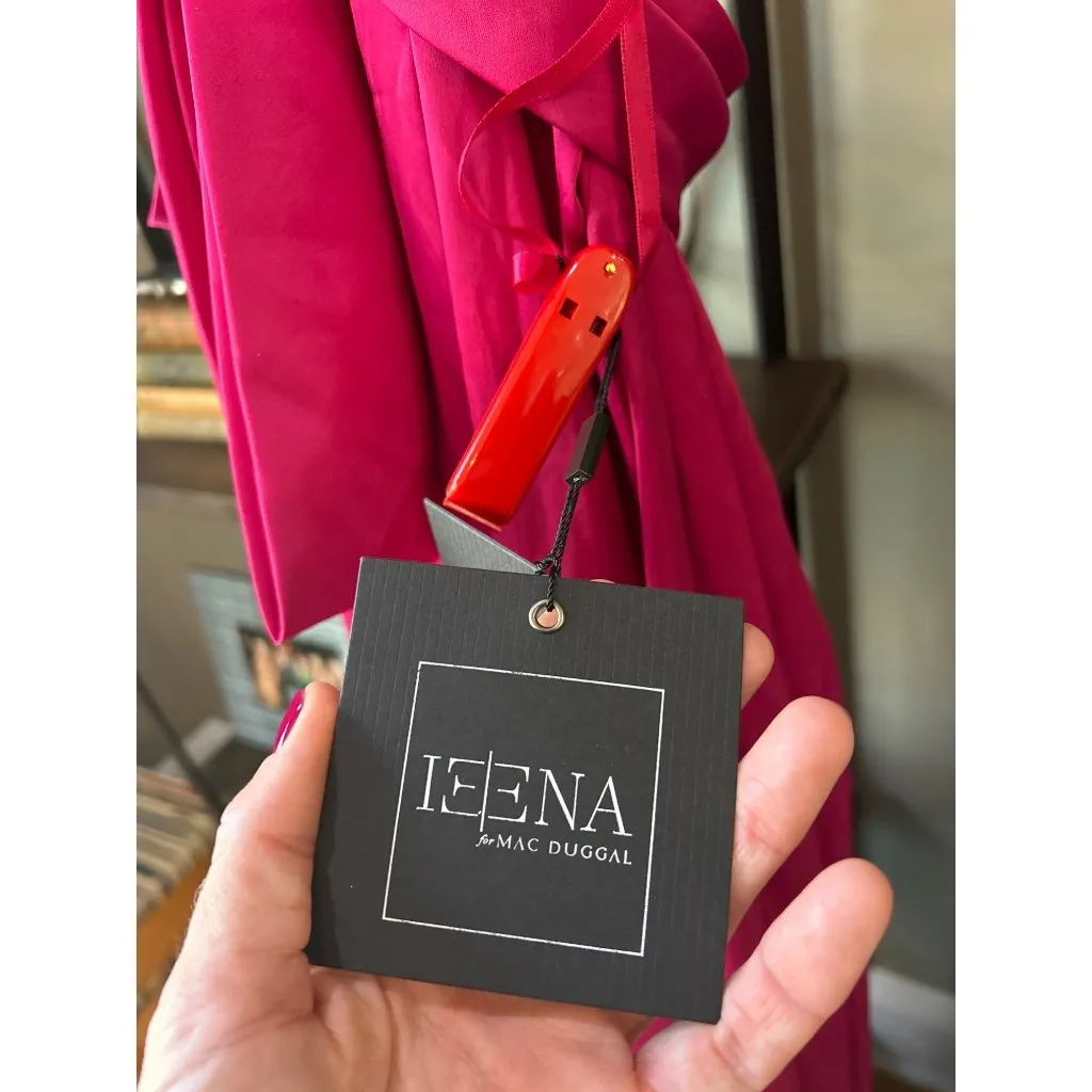 Ieena Mac Duggal Charmeuse Halter Strap Soft Tie Waist Gown Magenta Womens Size - Image 8