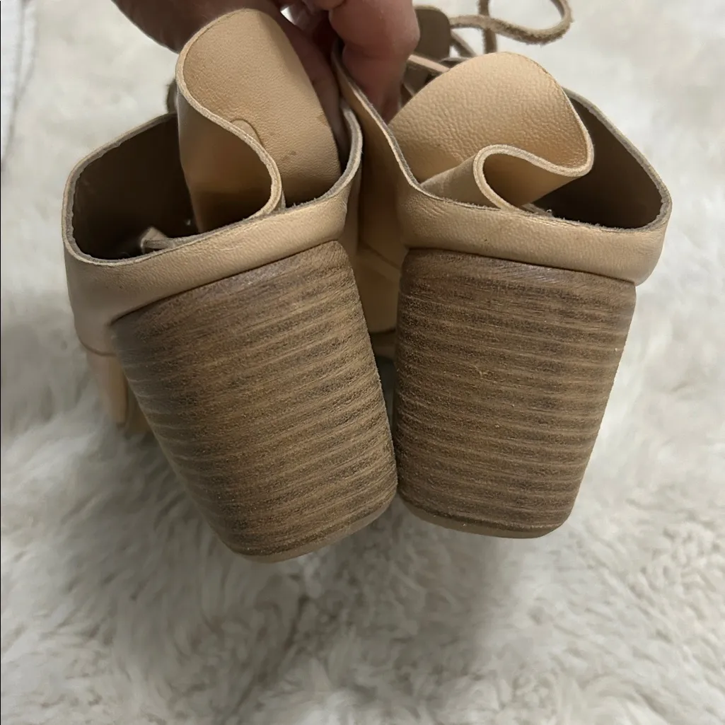 Marsell Leather Peep Toe Lace Up Heeled Mules Size 9 - Image 7