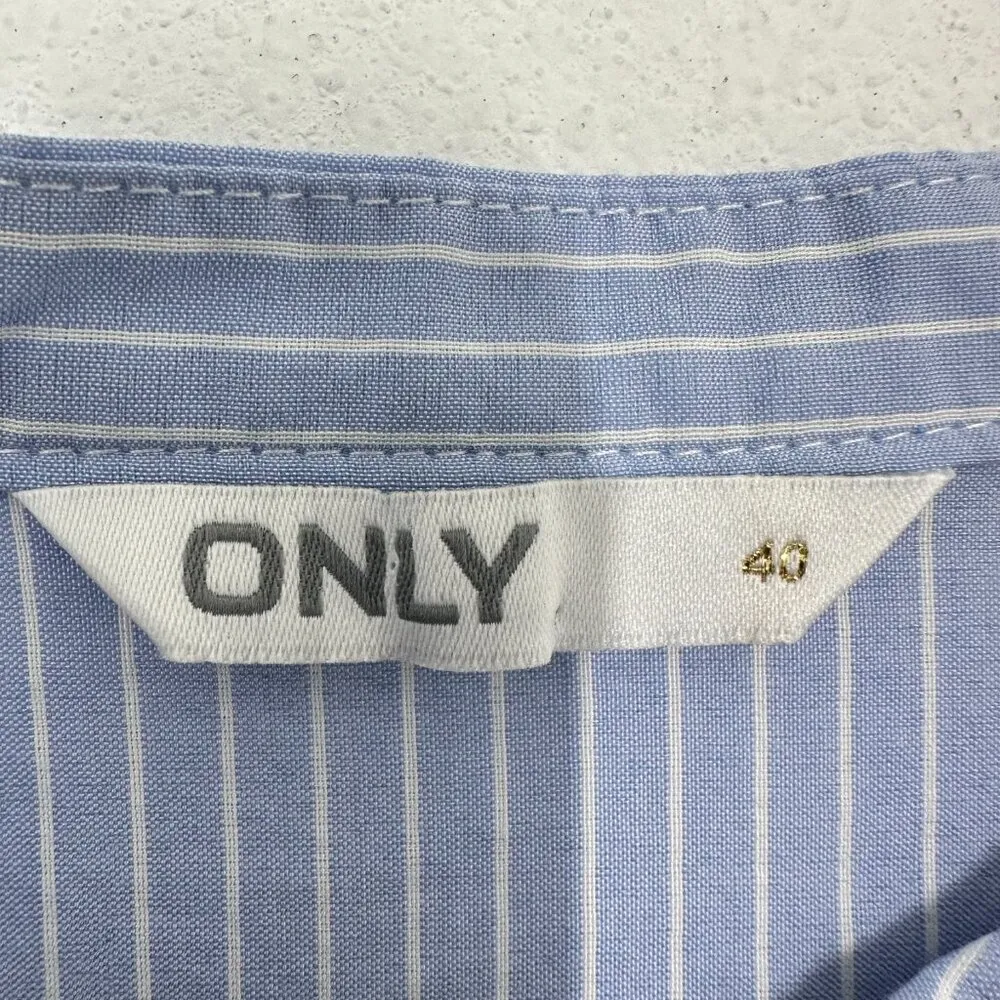 ONLY Women's Size‎ 8 Fit & Flare Blue Striped Shirt Dress Casual Summer Preppy - Image 8