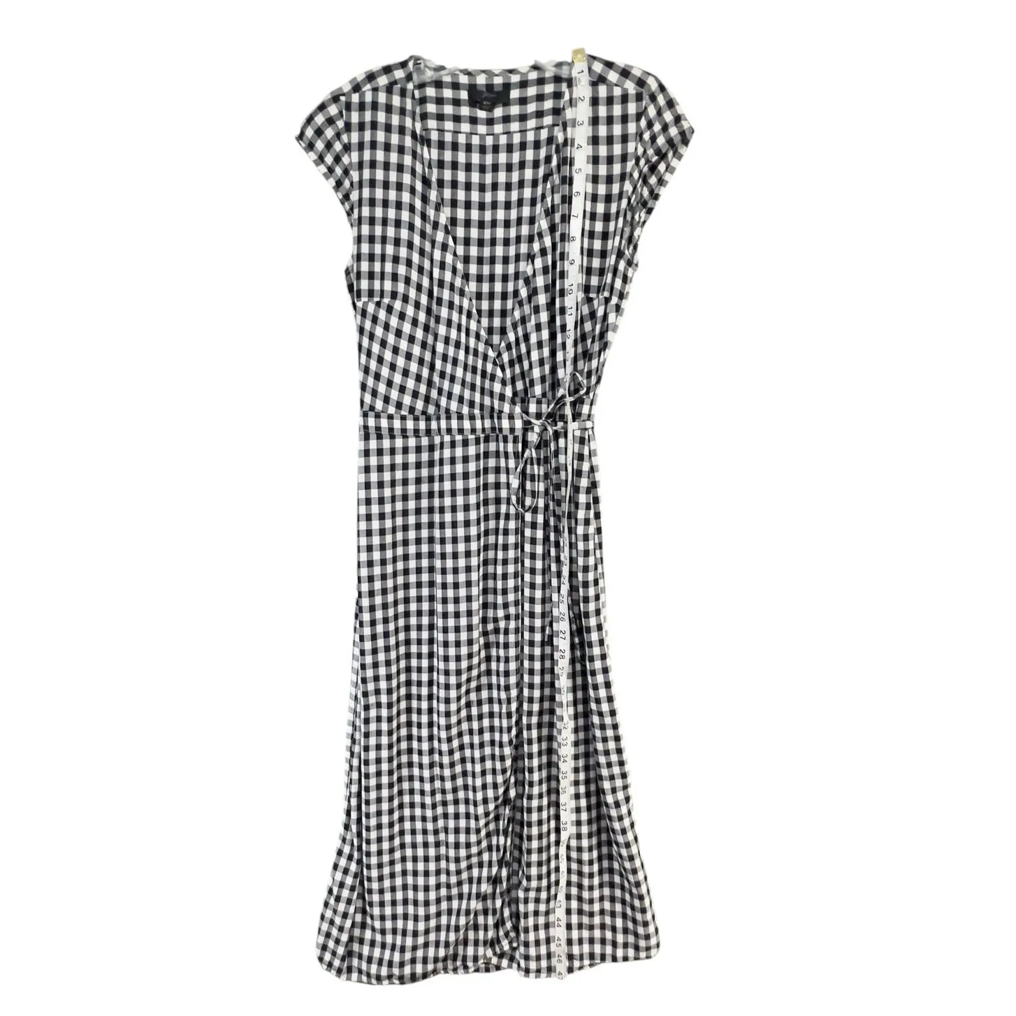 J Crew Midi Wrap Dress Womens XXS Blue White Gingham Viscose Classic Cottagecore - Image 9